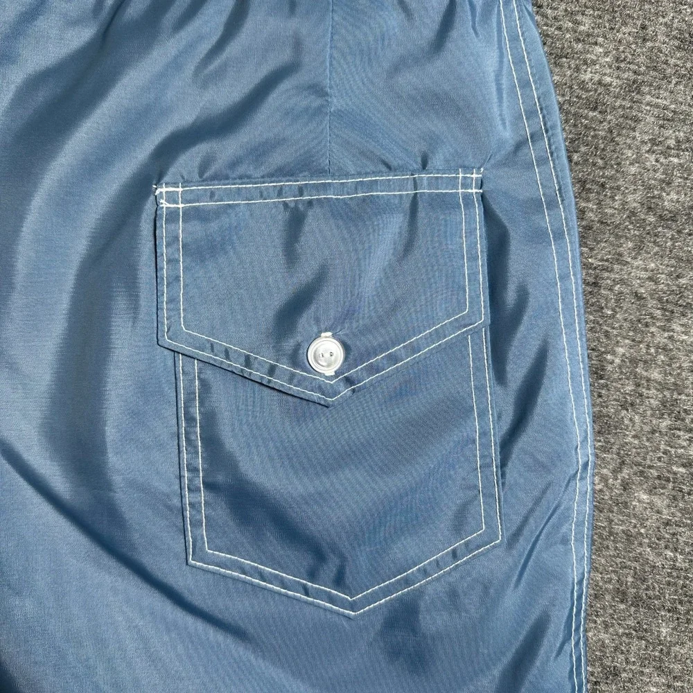 Birdwell Beach Britches Blue Nylon Board Shorts Mens 40 Surf Trunks Made in USA